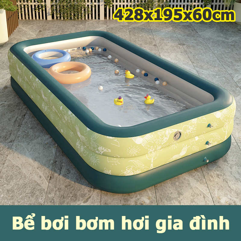 Bể bơi phao cho bé hồ bơi bơm hơi gia đình hàng cao cấp 4.2m 428x195x60cm
