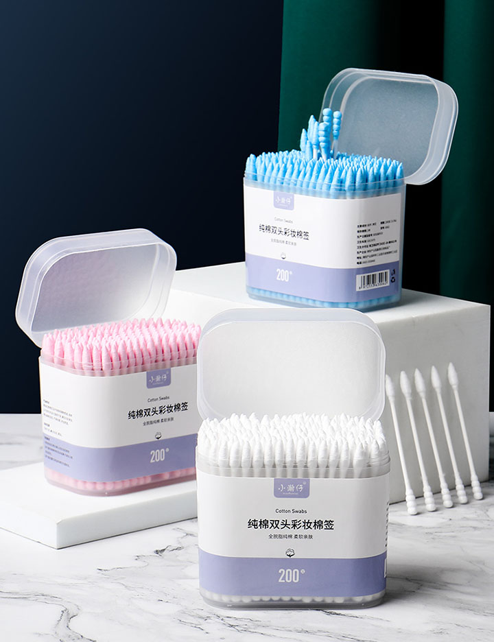 Hộp 200 tăm bông 2 đầu tiện lợi, cao cấp - Hộp 200 chiếc Tăm bông trẻ em kháng khuẩn vệ sinh tai mũi - Hộp tăm bông 200 que 3 màu sắc màu ngẫu nhiên - Tăm bông thế hệ mới cực êm tai
