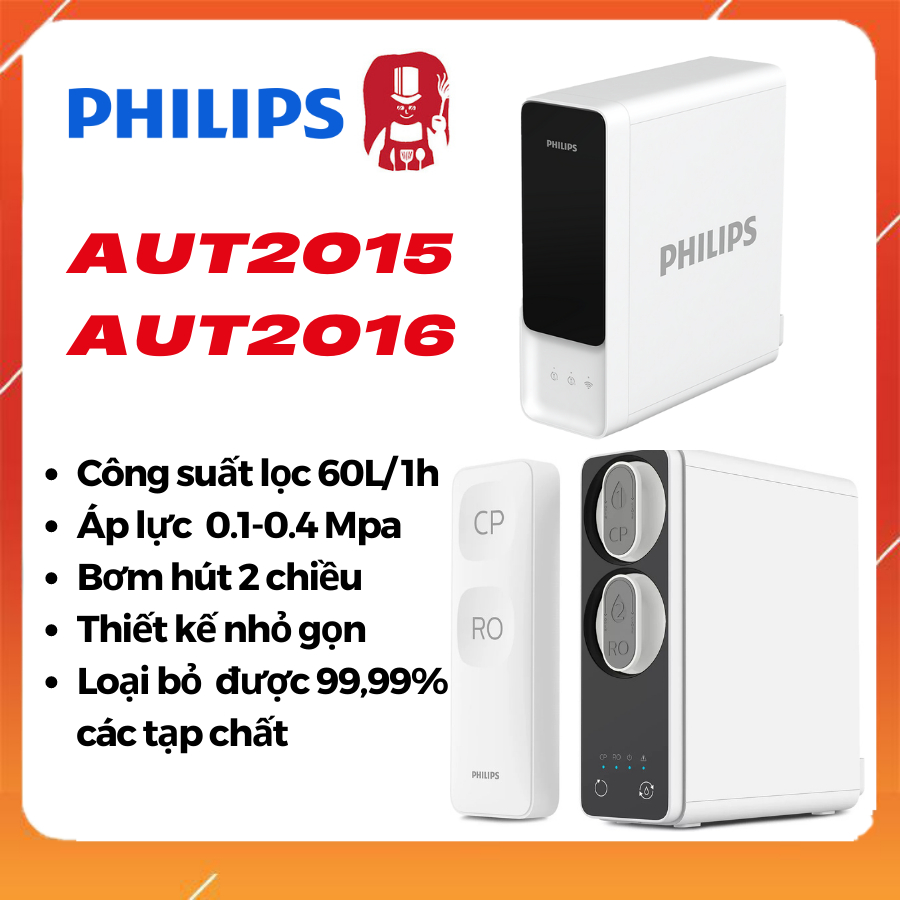 Máy lọc nước PHILIPS AUT2015 / AUT2016 Bảo hành 2 năm lọc RO thiết kế nhỏ gọn