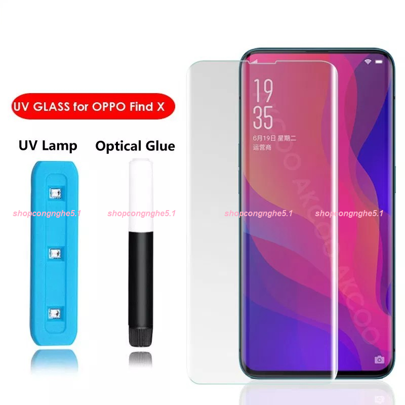 Kính cường lực full keo uv thế hệ mới cho oppo find x hiệu curved
