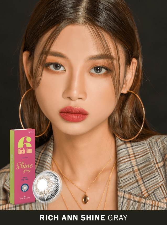 Rich Ann Shine Gray - 1 ngày, Lens 1 ngày nội địa Hàn, Lens Ann365 dùng 1 lần có độ (1 cặp)