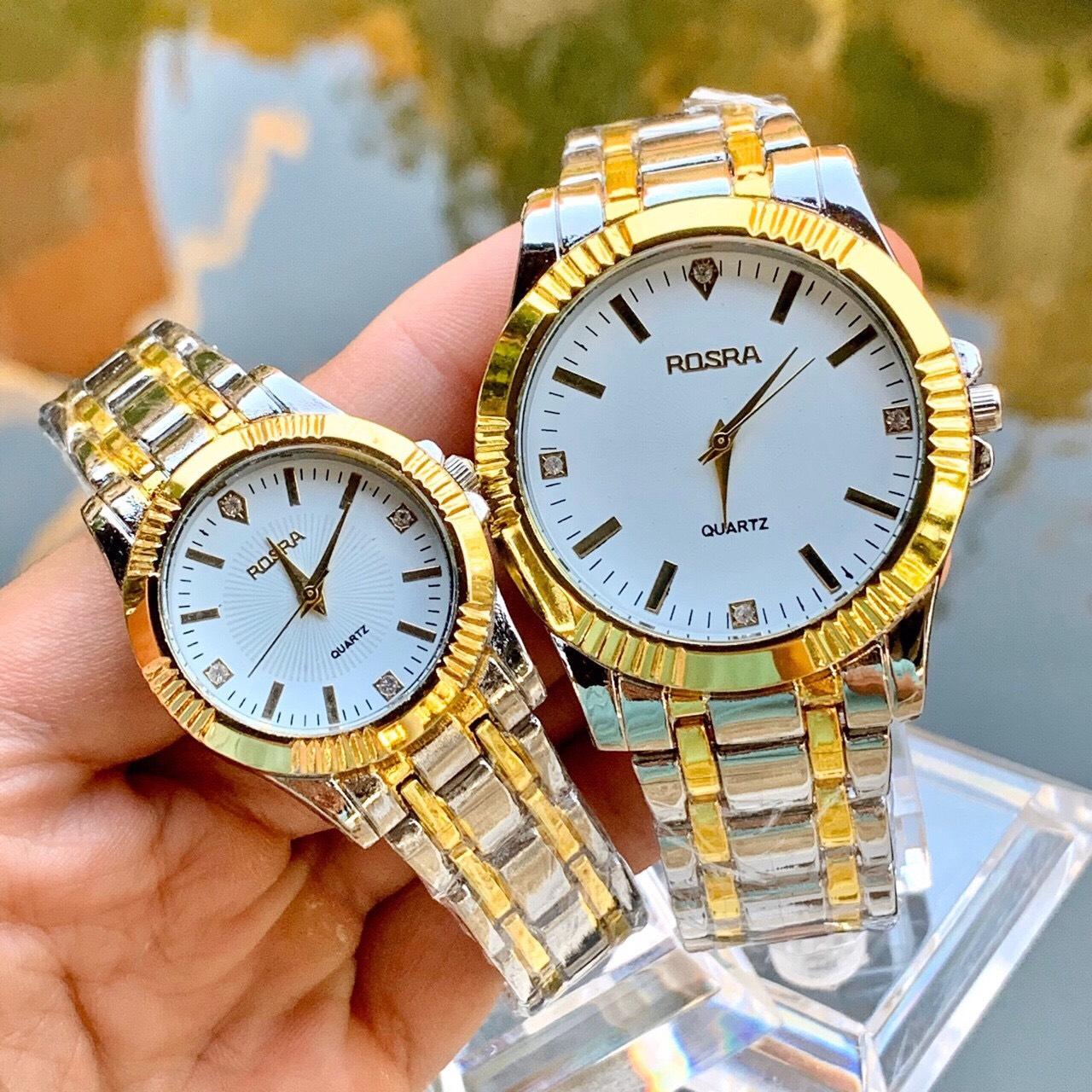 Đồng hồ thời trang nam nữ Rosra dây Demi chỉ vàng mẫu mới tuyệt đẹp SC565
