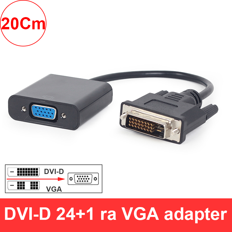 Cáp chuyển DVI-D 24+1 ra VGA 1.5 mét - Dây cáp chuyển đổi DVI D 24+1 video card sang VGA màn hình