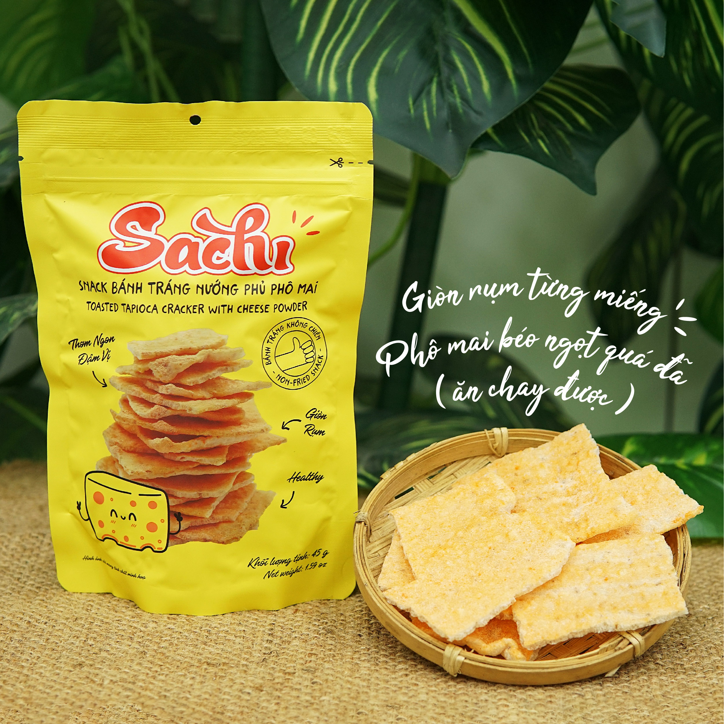 [GÓI LẺ 45G] Snack Bánh Tráng Nướng Giòn Sachi Phủ Vị Phô Mai Thơm Ngon Giòn Tan Ăn Vặt Healthy Dinh Dưỡng Đặc Sản Bình Định