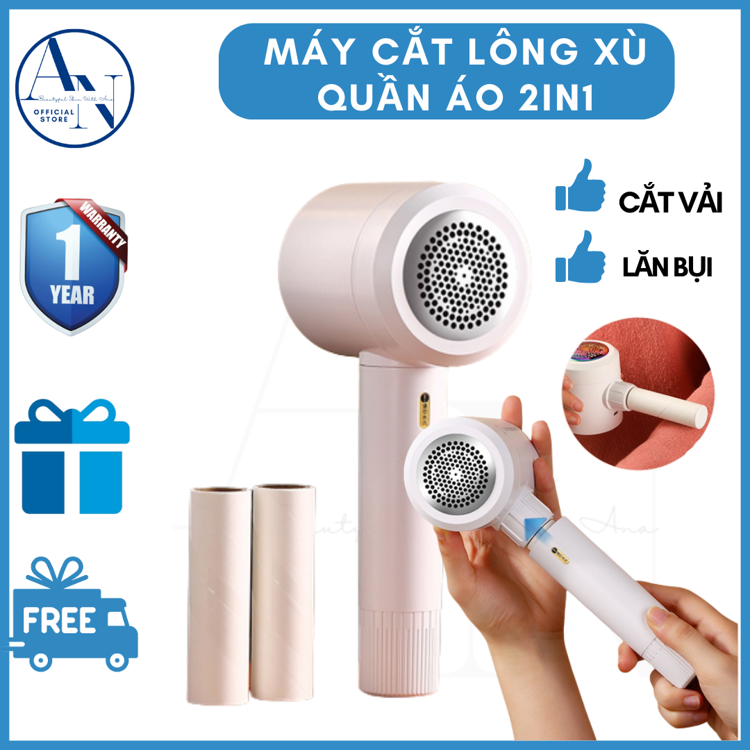 Máy cắt lông xù quần áo đa năng 2in1 ANA có thể cắt xơ len vải và hút bụi không dây