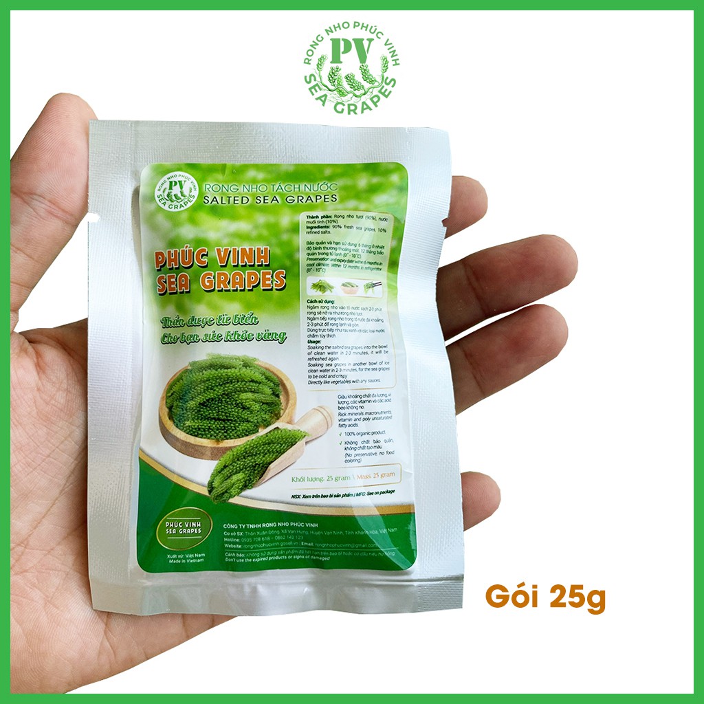 Rong nho tách nước Khánh Hòa ăn liền, nở gấp 3 lần sau khi ngâm nước,sản phẩm organic, giòn, bổ dưỡng, thơm ngon, Khanhhoafood