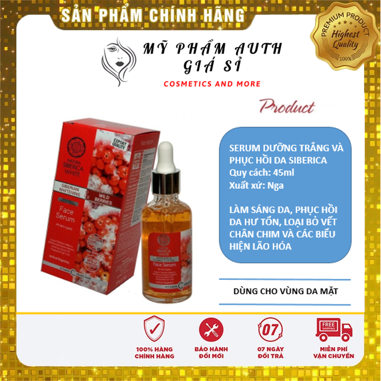 Serum dưỡng trắng SIBERICA Nga 50ml dưỡng trắng và phục hồi da