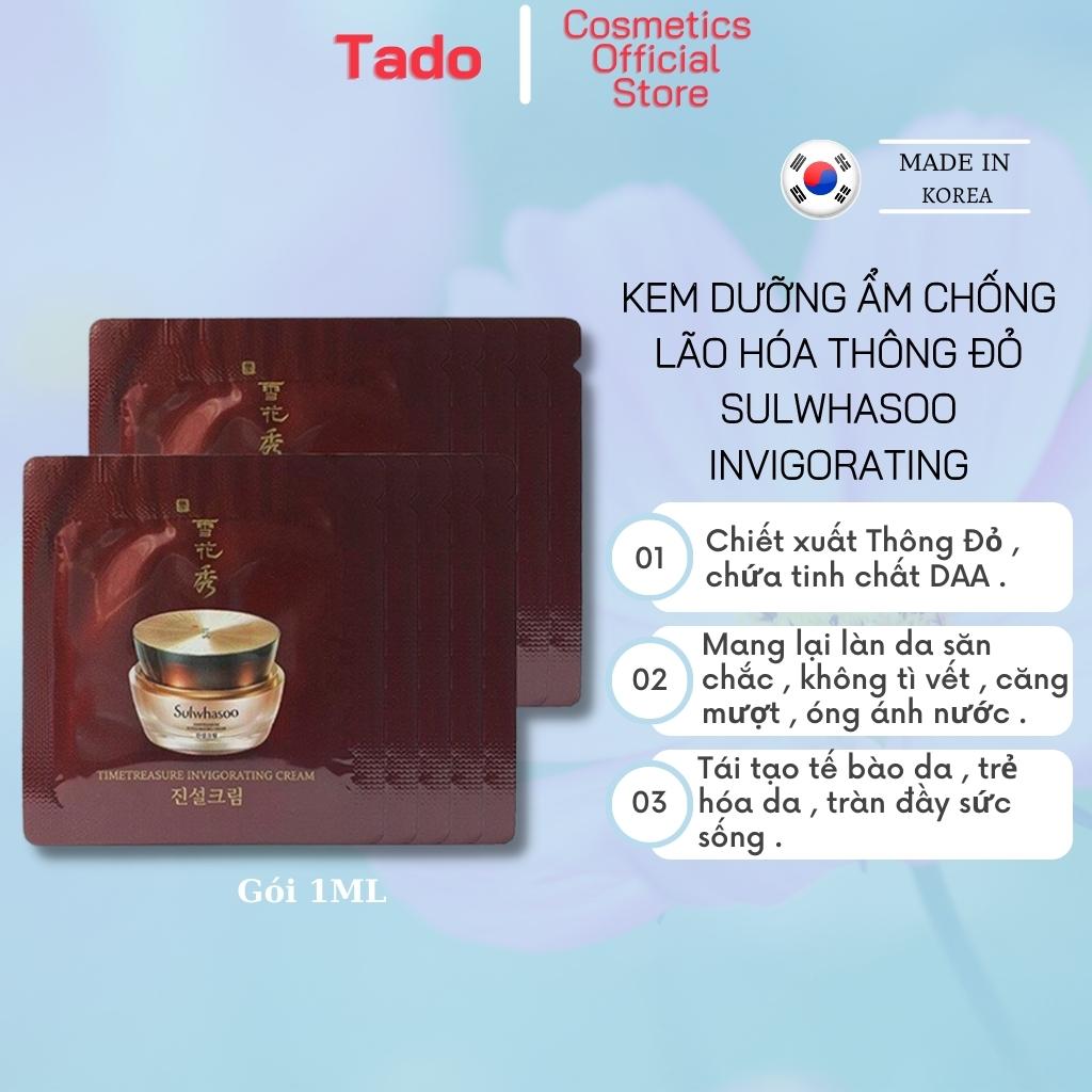 Kem dưỡng ẩm dưỡng da Sulwhasoo Timetreasure Invigorating Cream kem thông đỏ Sulwhasoo chống lão hoá  gói 1ml-ngừa lão hóa,gấp đôi dưỡng chất - Tado Cosmetics Store