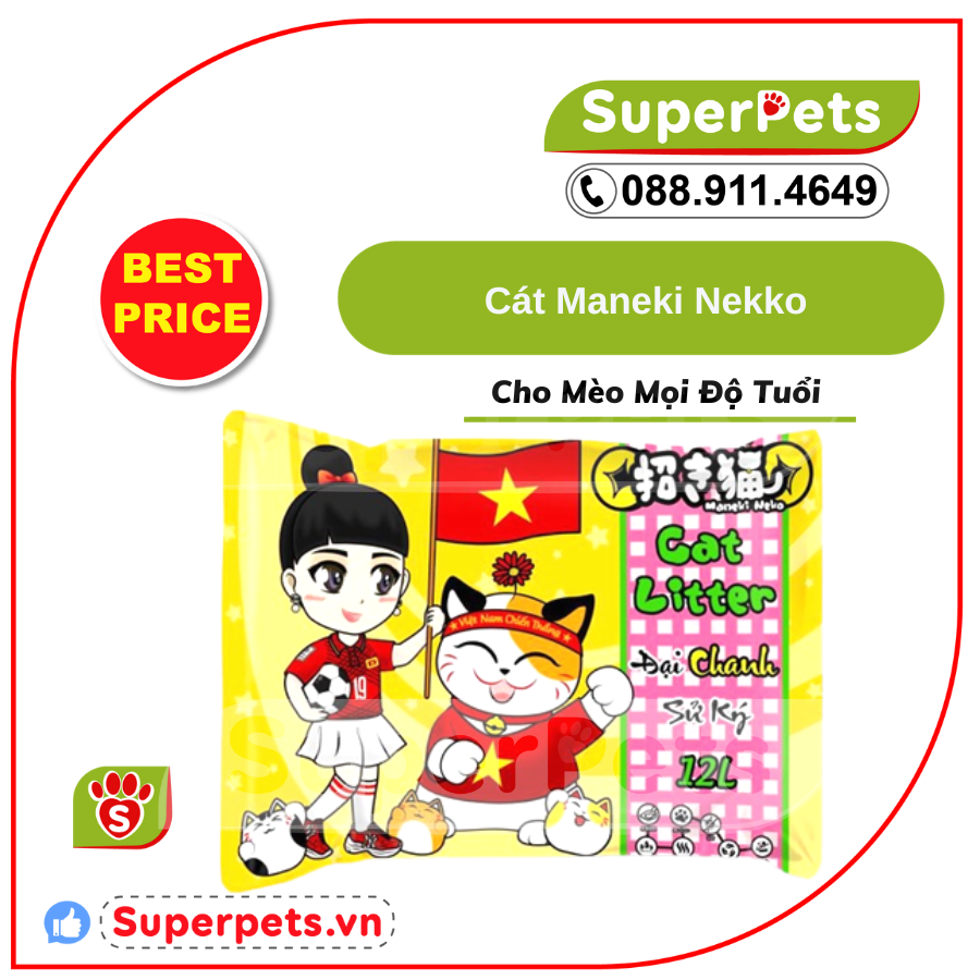 Cát maneki neko chanh 12l cho mèo siêu tiện lợi supperpets việt nam