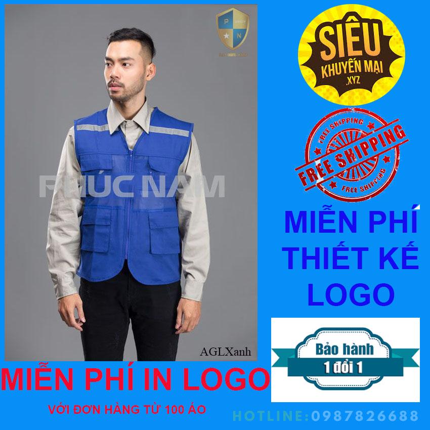 Áo ghi lê màu xanh phản quang, áo ghi lê phản quang, áo ghi lê phản quang đẹp, áo ghi lê phản quang Hàn Quốc, bảo hộ lao động Phúc Nam