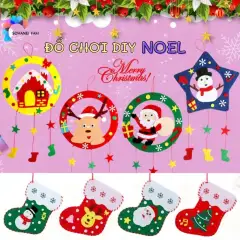[Đồ Chơi DIY-Noel] Tất Vớ Noel, Vòng Treo Trang Trí Giáng Sinh Bằng Vải Nỉ Thủ Công Xinh Xắn Cho Bé -SOHANEI FAM
