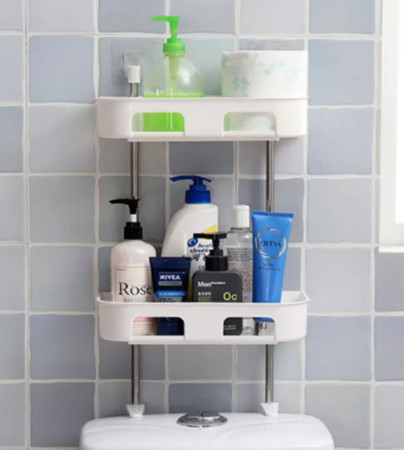 Kệ Để Đồ 2 Tầng Sau Toilet - Kệ Nhựa Hút Chân Không Trong Nhà Tắm - Kệ Nhựa Tiện Ích Không Khoan Đục
