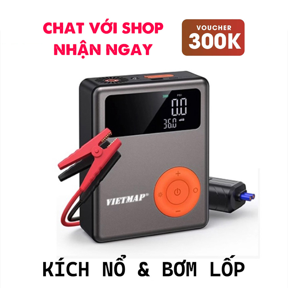 Bộ Kích Nổ Ô Tô Kiêm Bơm Lốp Đa Năng VIETMAP DKMF139 Sạc Dự Phòng 12.000mAh