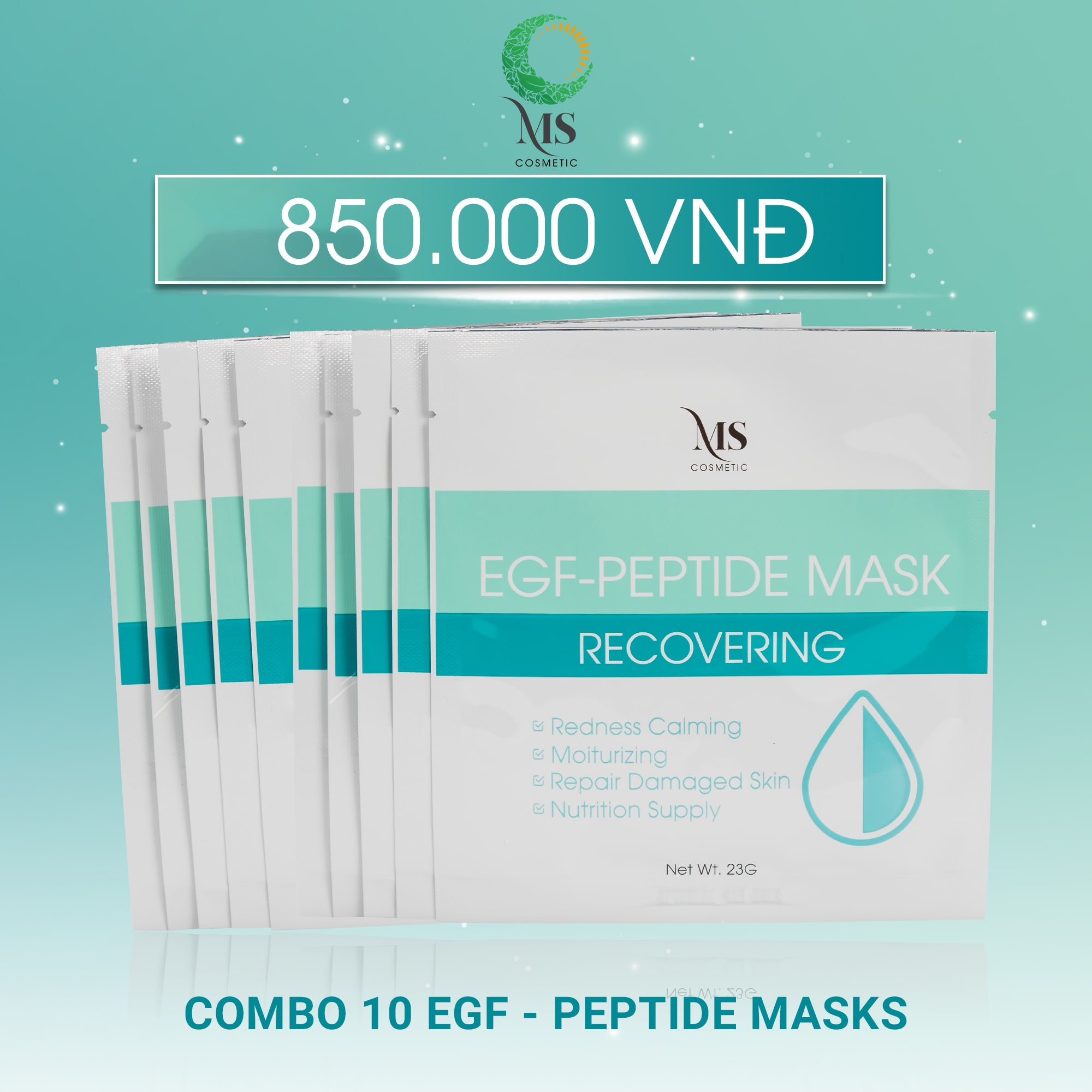 Combo 10 mặt nạ thạch ms egf - peptide mask dưỡng ẩm, mặt nạ thạch phục hồi và tái tạo da - mỹ phẩm ms cosmetic