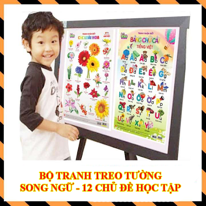 Tranh treo tường học tập cho bé- Tranh học tập 12 chủ đề - Giúp bé học nhanh hơn - Thông minh hơn