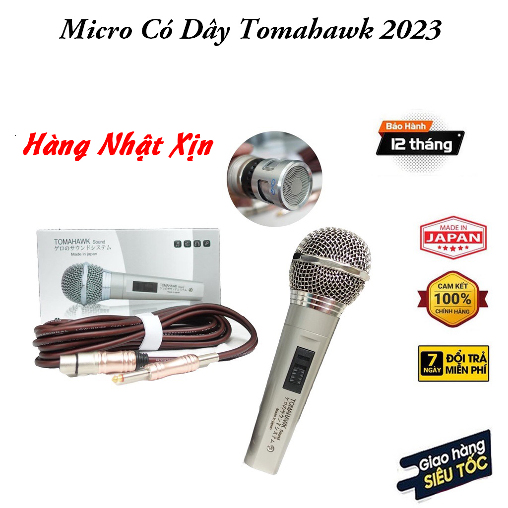 Micro có dây tomahawk 2023 - micro hàng nhật bãi xịn - dây dài 5m - thiết kế bắt mắt, sang trọng - chất âm nhẹ, siêu sáng, bắt âm khá nhạy, độ chống hú, chống nhiễu, lọc âm tốt