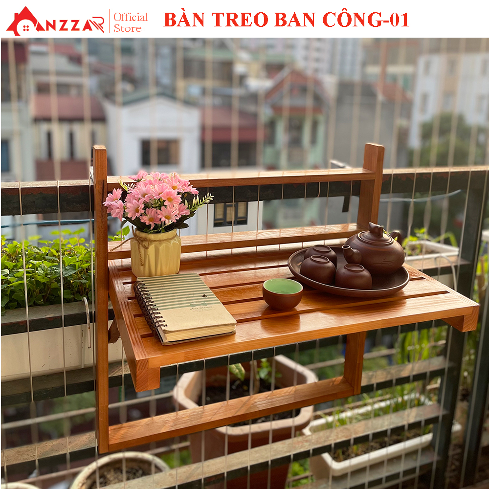 Bàn gỗ treo ban công, bàn gỗ treo ban công chung cư, bàn gỗ Anzzar-01