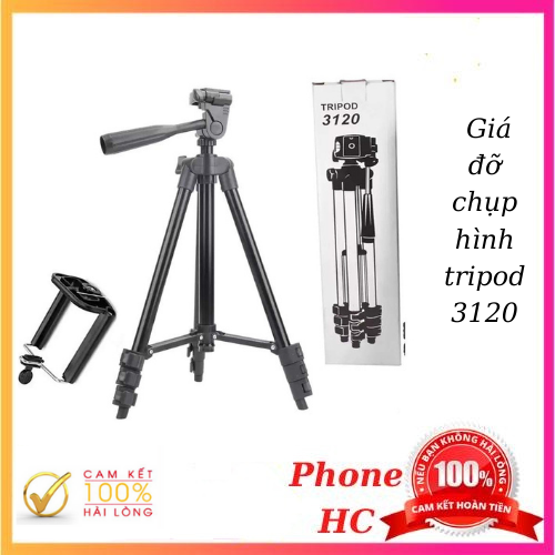 Giá đỡ điện thoại 3 chân tripod 3120,Chân máy ảnh Tripod 3120 +Tặng kèm đầu kẹp điện thoại