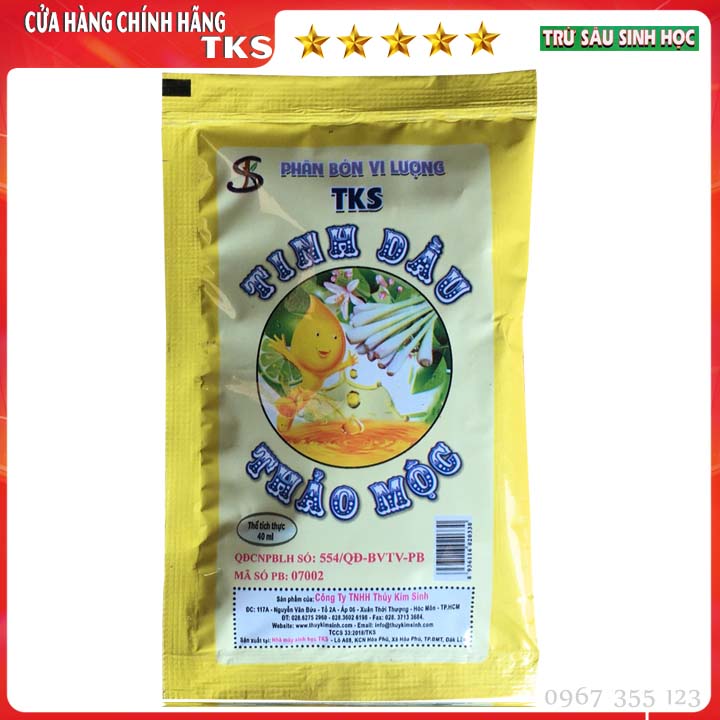 Chế Phẩm TINH DẦU THẢO MỘC Trừ Sâu Rầy Sinh Học Mùi Thơm Không Cần Cách Ly Gói 40ml
