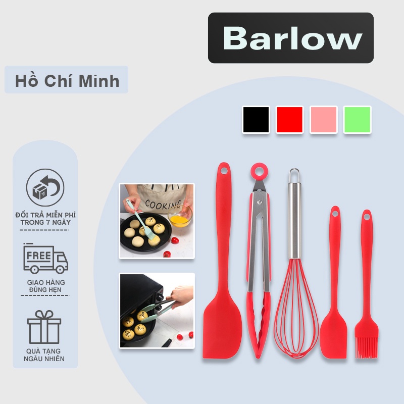 5 Bộ dao, dụng cụ vét bột và cọ quét dầu có chất liệu silicone máy đánh trứng dụng cụ làm bánh dụng cụ nhà bếp