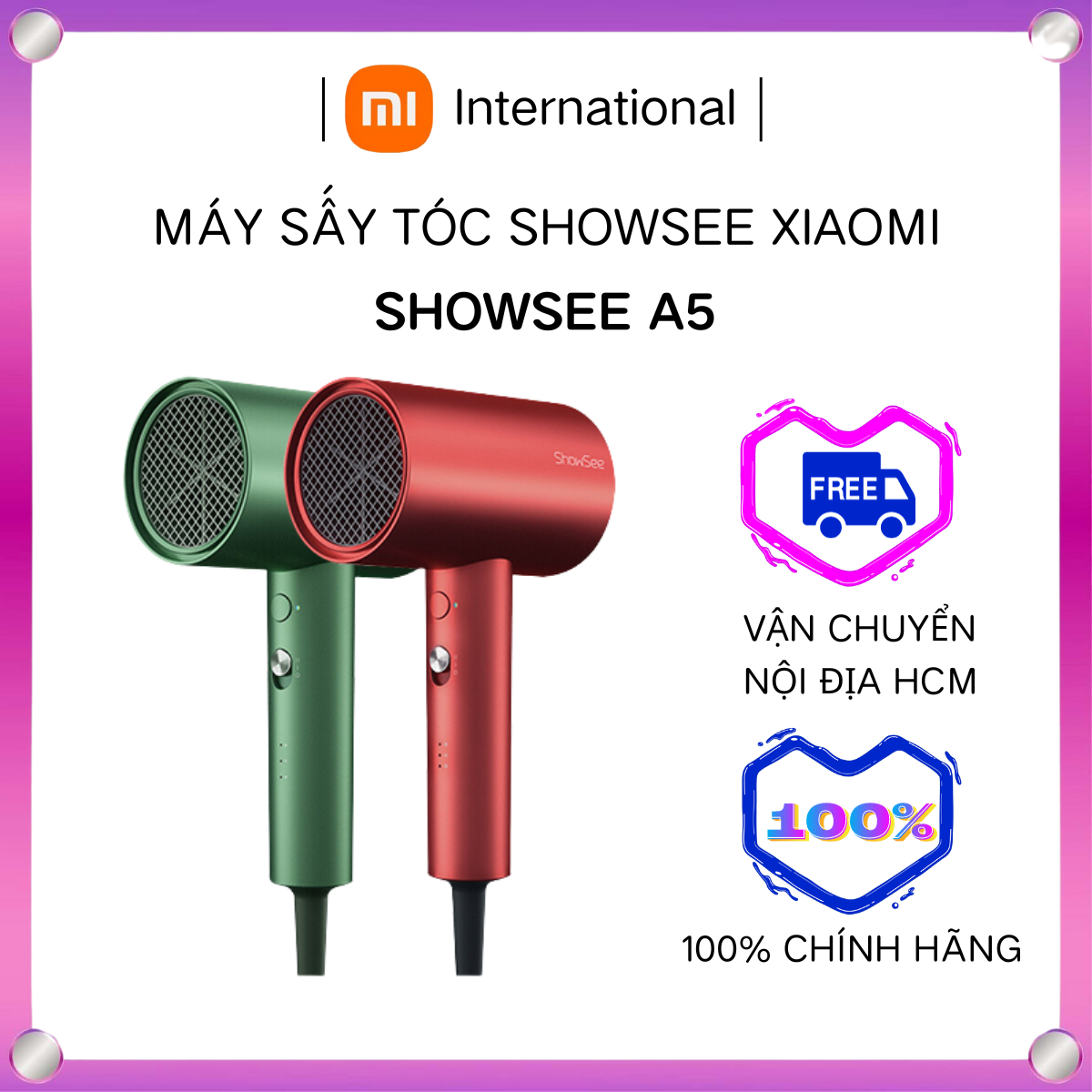 Xiaomi ShowSee Máy sấy tóc Anion Chăm sóc tóc bằng ion âm Làm khô nhanh Máy sấy tóc A5-R / A5-G - Xiaomi International