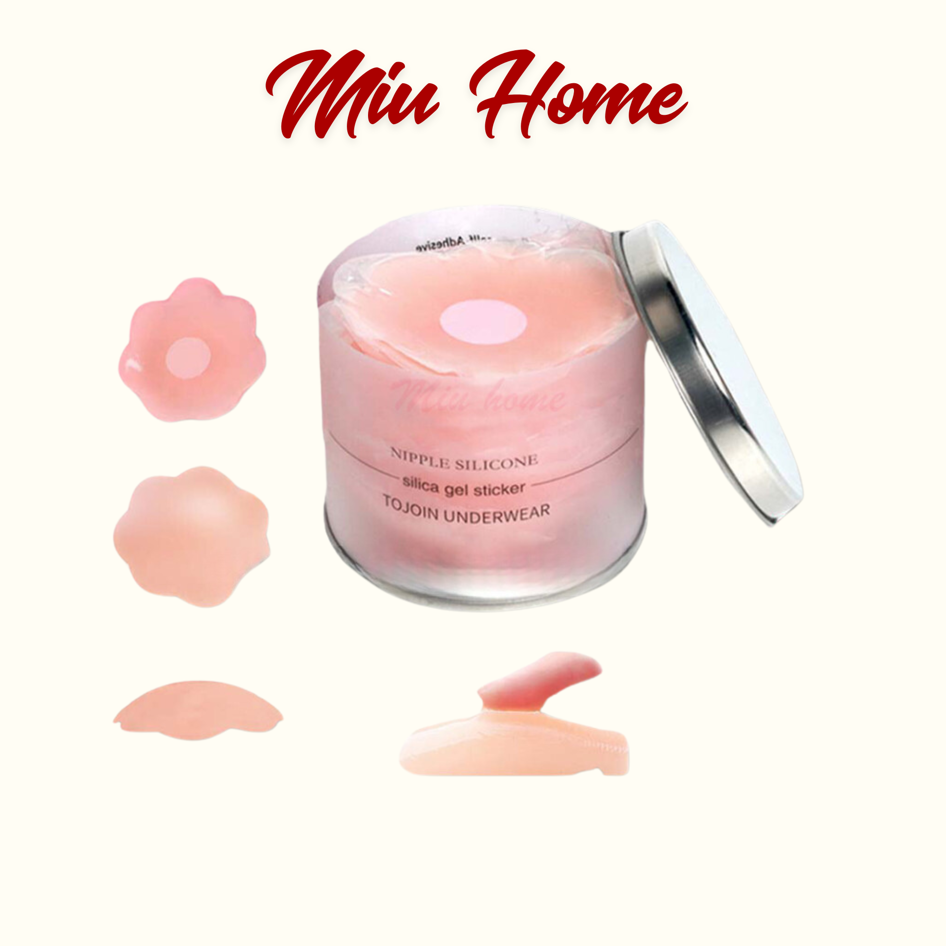 Miếng dán ngực MIUHOME silicon dán ti Hộp 5 cặp sử dụng nhiều lần