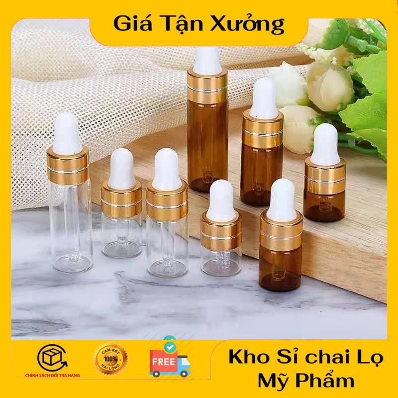 Lọ đựng tinh dầu thủy tinh mỏng Khoen vàng - lọ chiết nước hoa / lọ chiết tinh dầu / chai lọ chiết mỹ phẩm