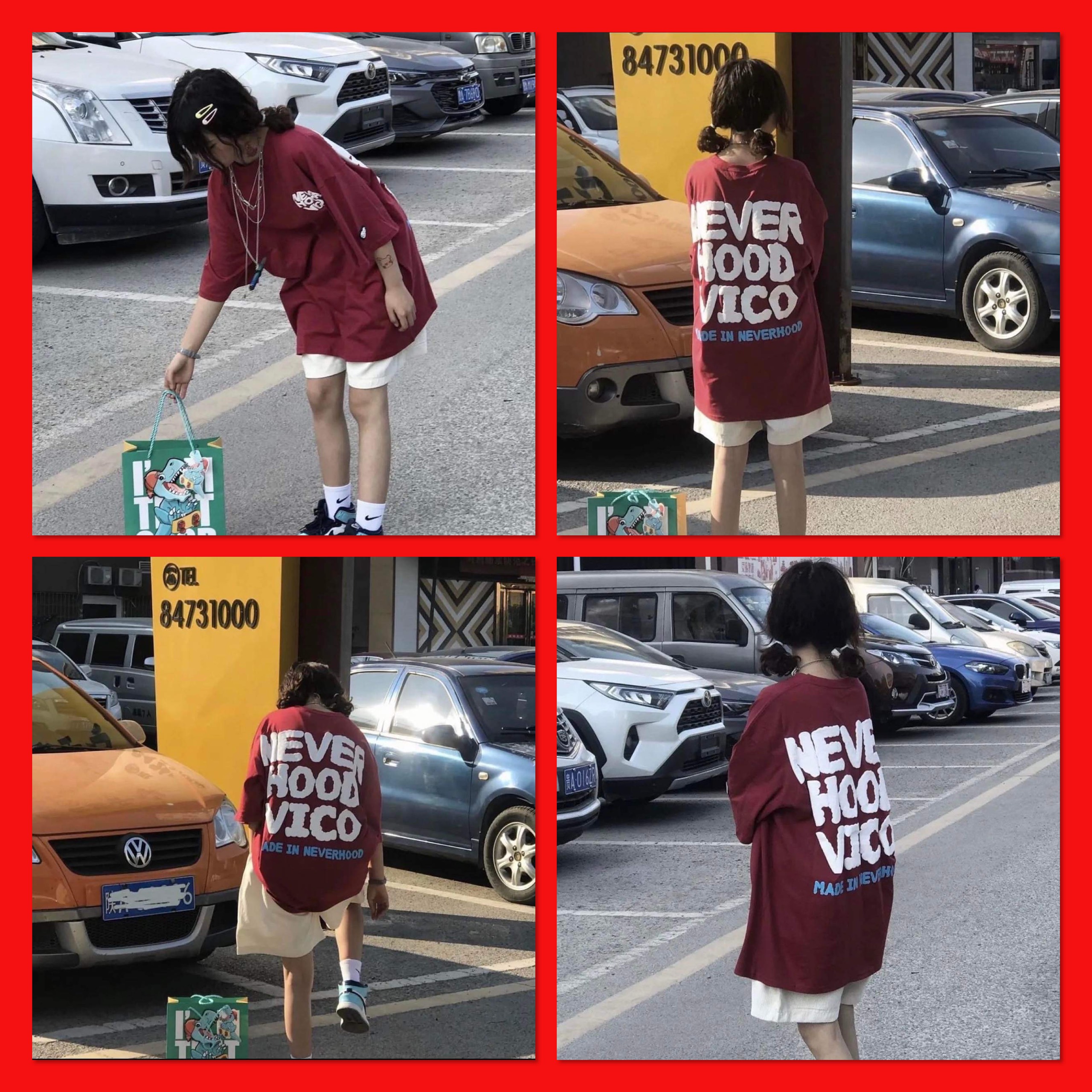 Bộ Thun Cộc Tay Vico Nữ [FREESHIP]🌸 Set đồ mặc hè form rộng, quần short kèm áo phông đỏ in hình cá tính Ulzzang 🌸