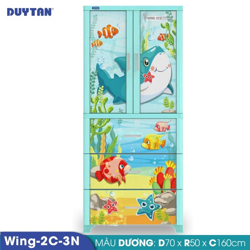 Tủ nhựa DUY TÂN Wing 2C-3N 2 cửa 3 ngăn (70 x 50 x 160 cm) - 05639 - Giao màu ngẫu nhiên
