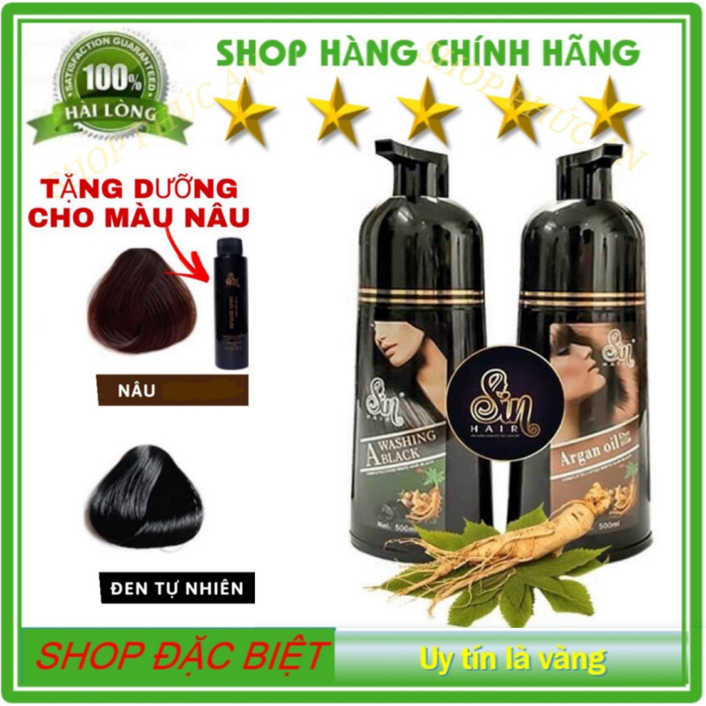 Dầu gội phủ bạc sin hair nhân sâm nhật bản mẫu mới có lược 350ml & không lược 500ml