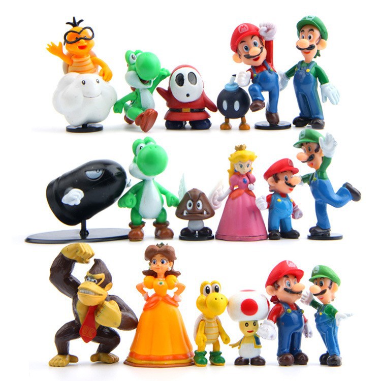 Đồ chơi m&ocirc; h&igrave;nh 18 nh&acirc;n vật trong game super mario bros