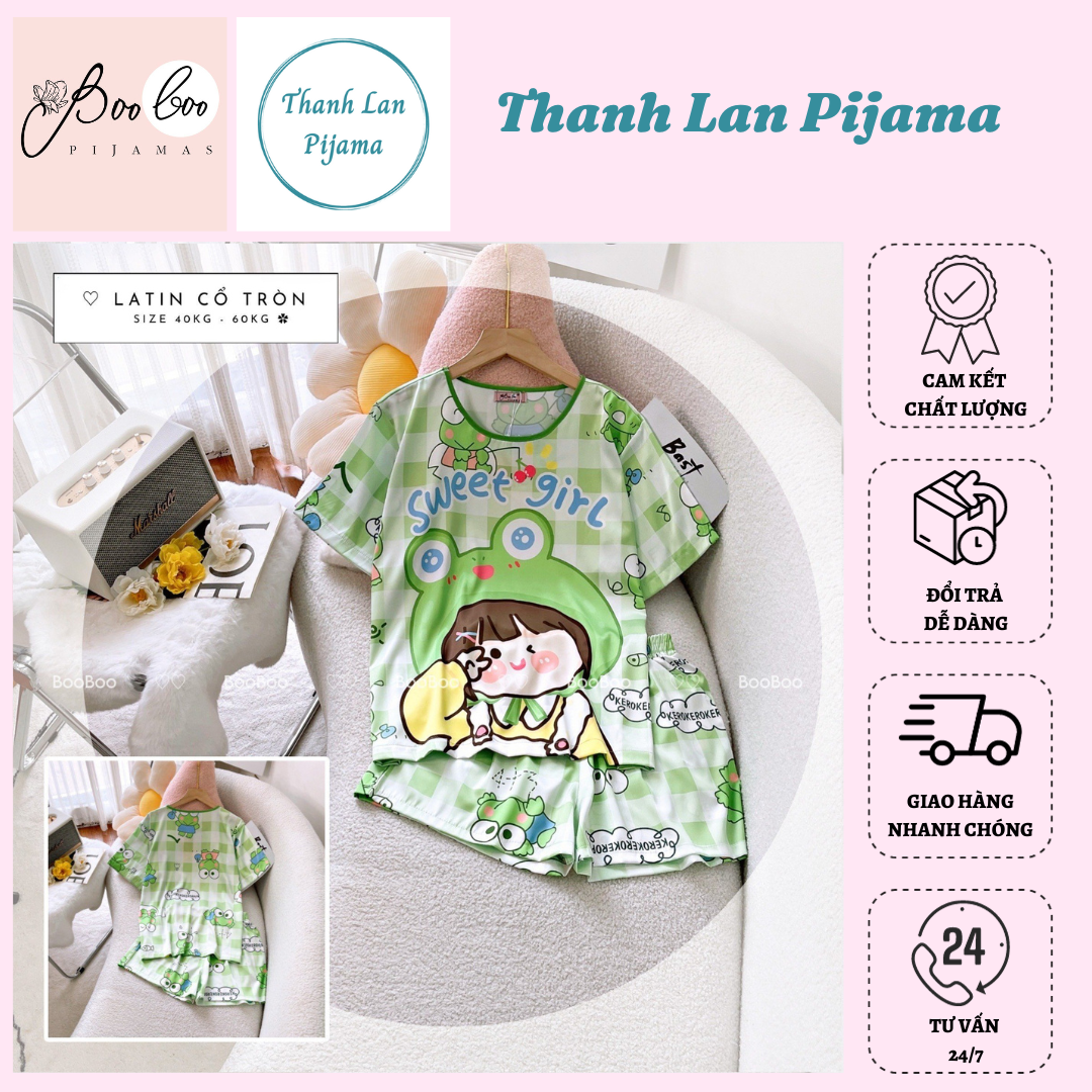 - pijama booboo cổ tròn lụa latin thiết kế cao cấp 40-60kg