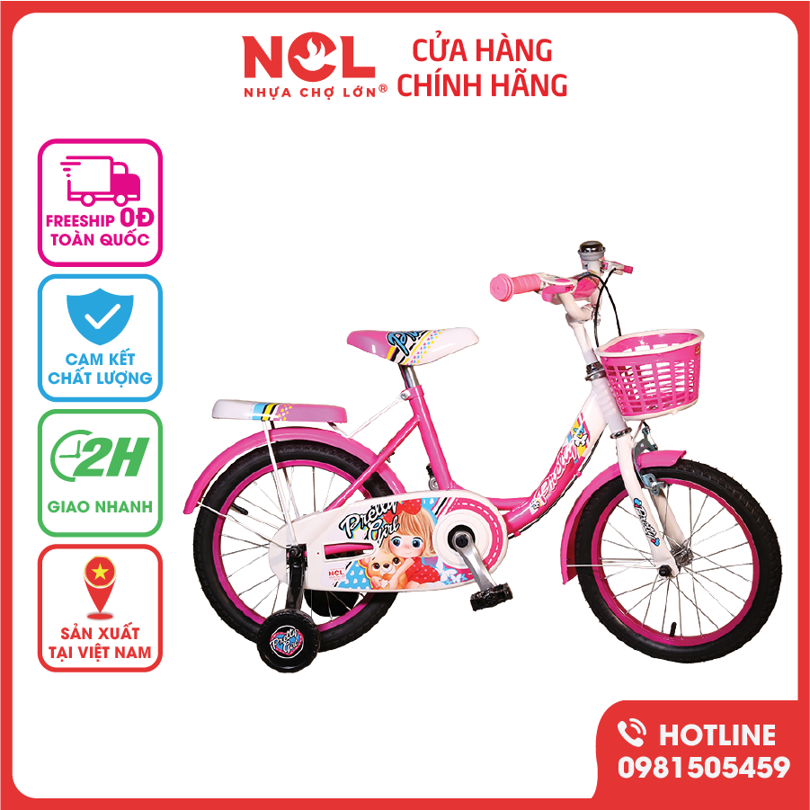 Xe Đạp Trẻ Em Nhựa Chợ Lớn 16 inch K51 Dành Cho Bé Gái Từ 5 - 7 Tuổi