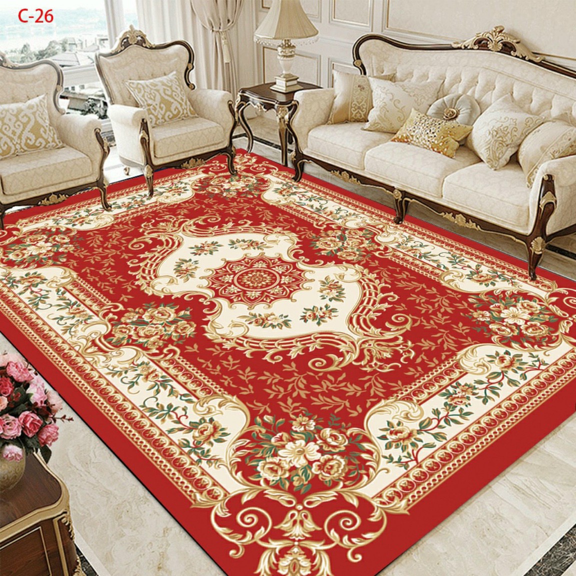 Thảm Hoàng Gia Đỏ thảm phòng khách phòng ngủ 1m6 x2m3 mẫu hoàng gia đỏ