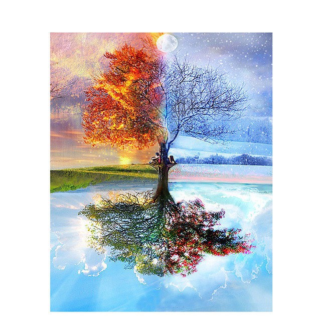 Tranh tô màu theo số CÓ KHUNG 40x50 cm hình phong cảnh tươi mát