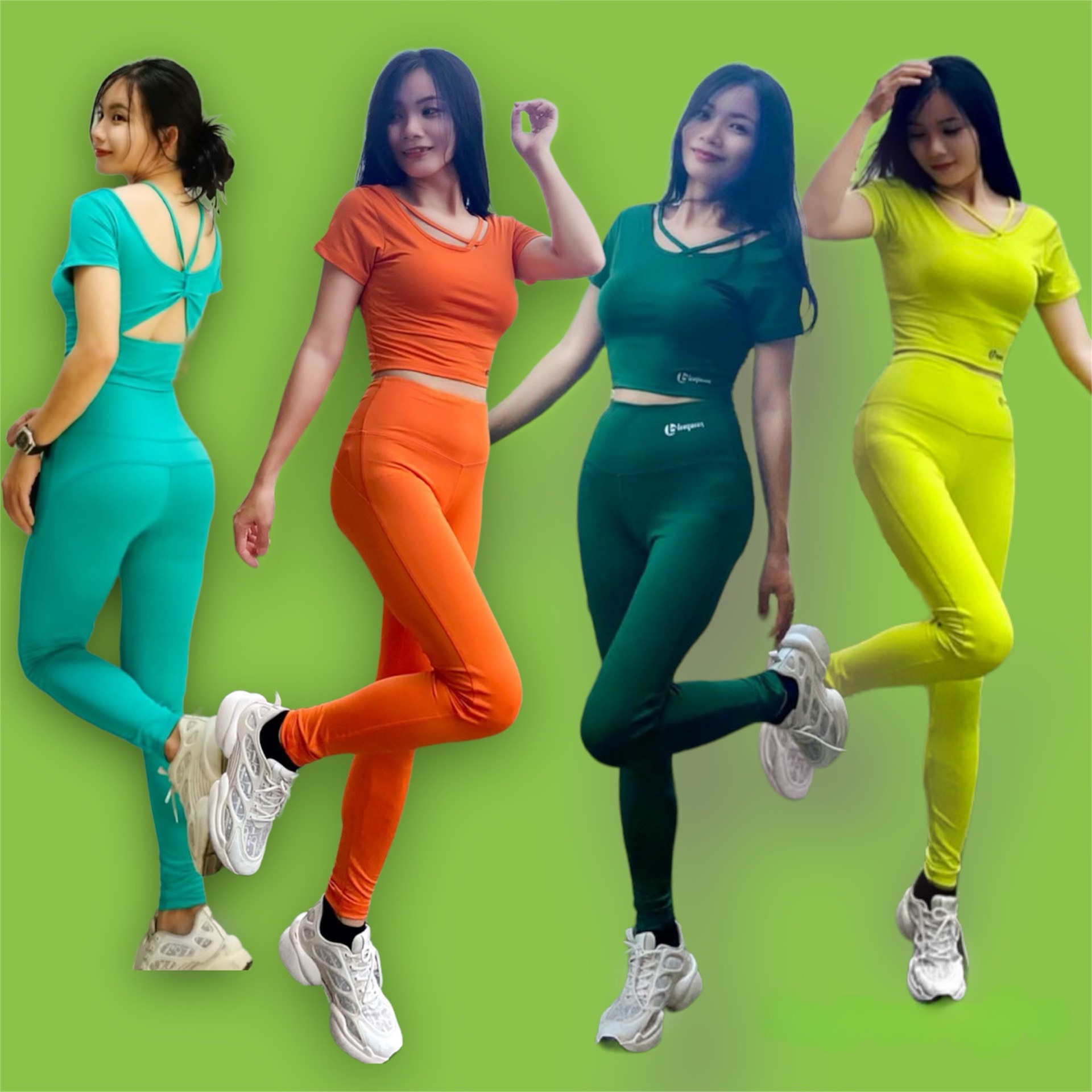 Set bộ LEEQUEEN LQ010 có tay tập gym, yoga, thể thao, bra sẵn mút nâng ngực