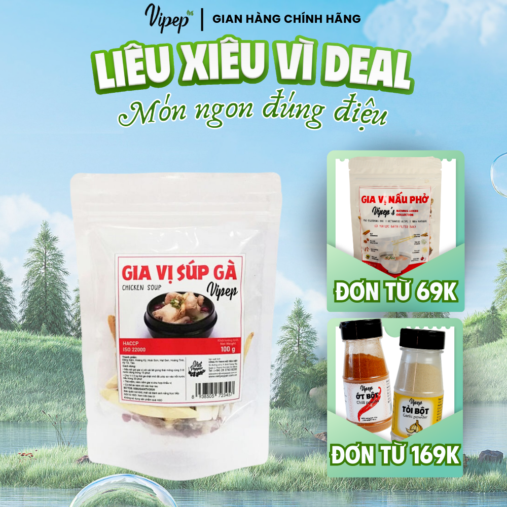 Gia vị nấu súp gà tự nhiên vipep 100g - gia vị vipep