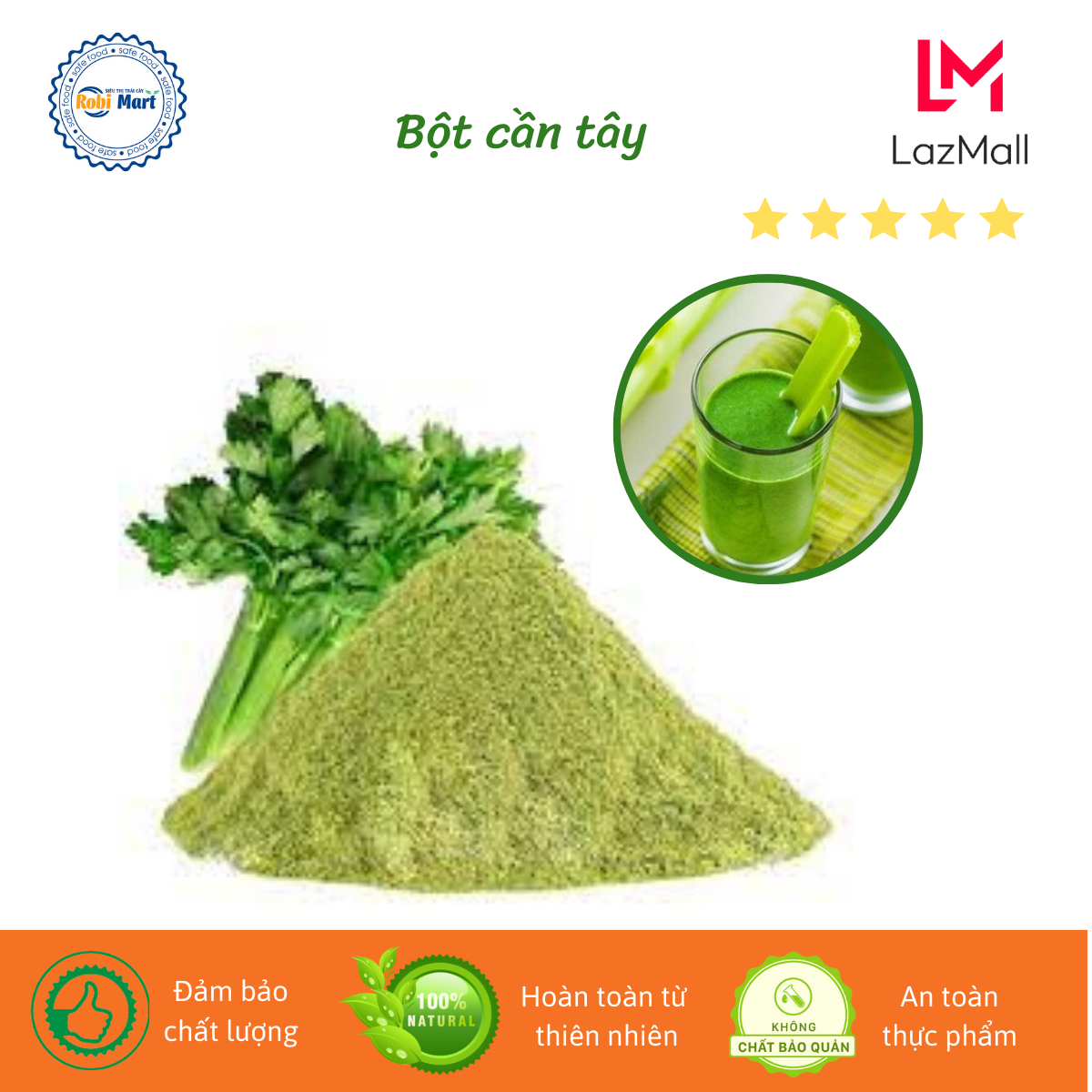 Bột cần tây nguyên chất robimart đẹp da, đẹp dáng - gói 20g, 50g, 100g