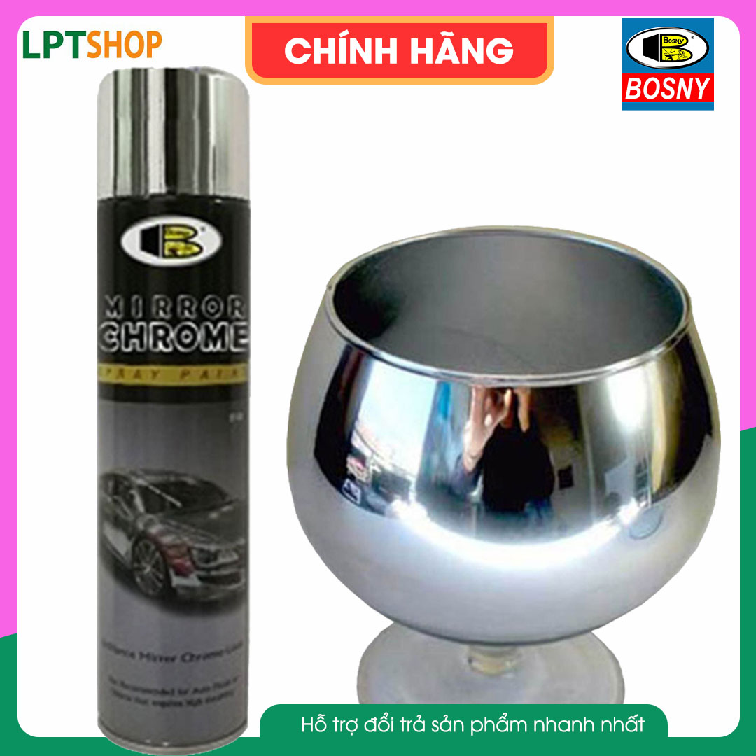 Sơn xịt mạ inox Bosny Mirror Chrome B123 cho hiệu ứng bóng sáng như gương