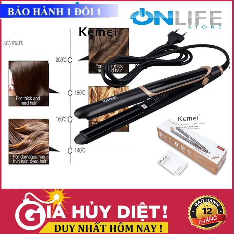 Máy uốn duỗi tóc Kemei km2219,máy tạo kiểu tóc,máy duỗi tóc đa năng 2 in 1 cho mái tóc đẹp quý phái (màu đen)