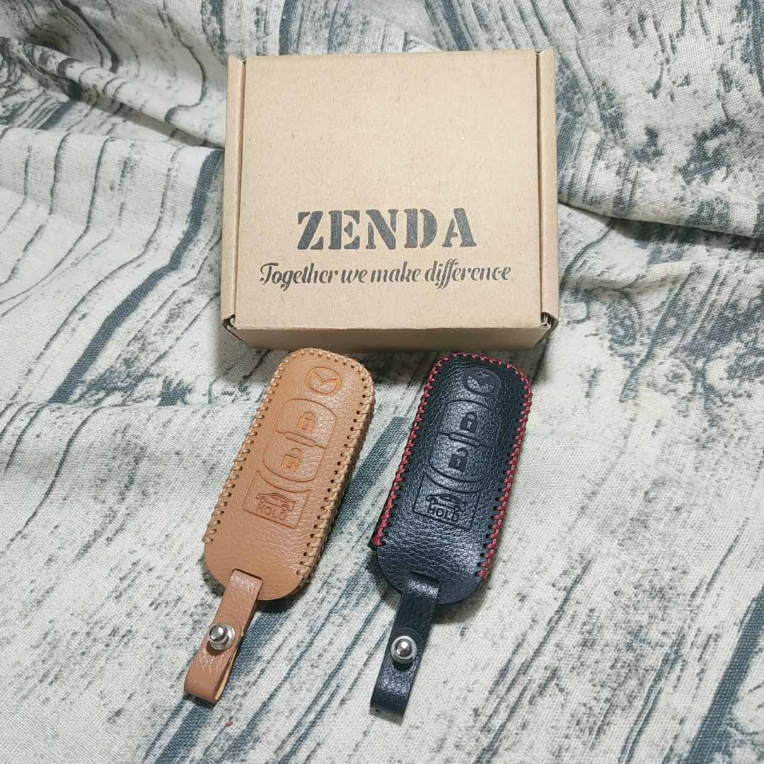Bao da 3 nút chìa khóa smartkey xe hơi Mazda