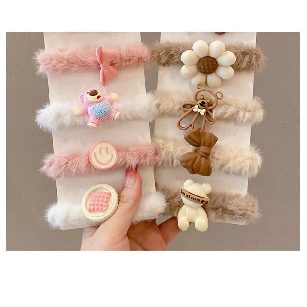Set 5 dây buộc tóc lông thú siêu cute - Combo 5 chun buộc dễ thương CBT5