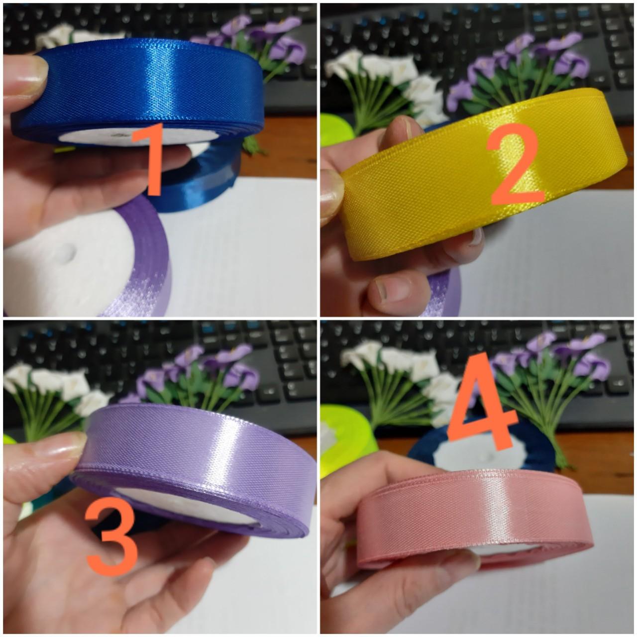 Combo 5 cuộn ruy băng lụa kích thước 2cm cuộn 22m chọn màu tuỳ thích