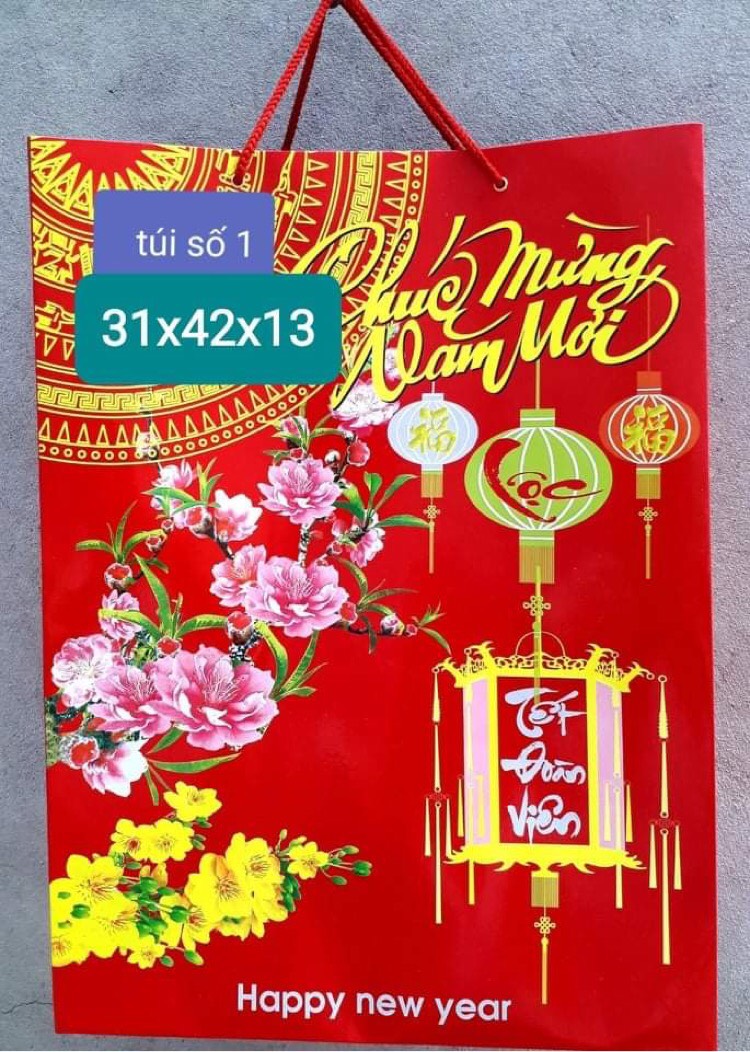 Set 10 túi giấy đựng quà tết cỡ số 1 kt:3113cm