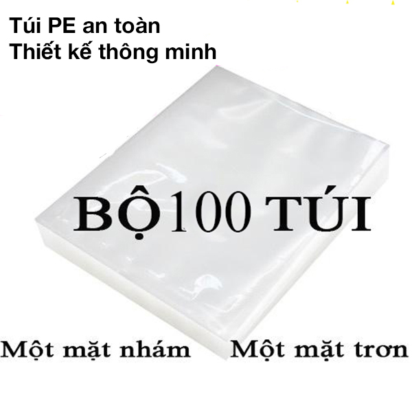 Túi hút chân không một mặt nhám, túi mặt nhám, túi vần, túi sần, túi cho máy hút chân không gia đình, túi nilong hút chân không chất liêu PE an toàn, túi đựng thực phẩm (số lượng 100 túi)