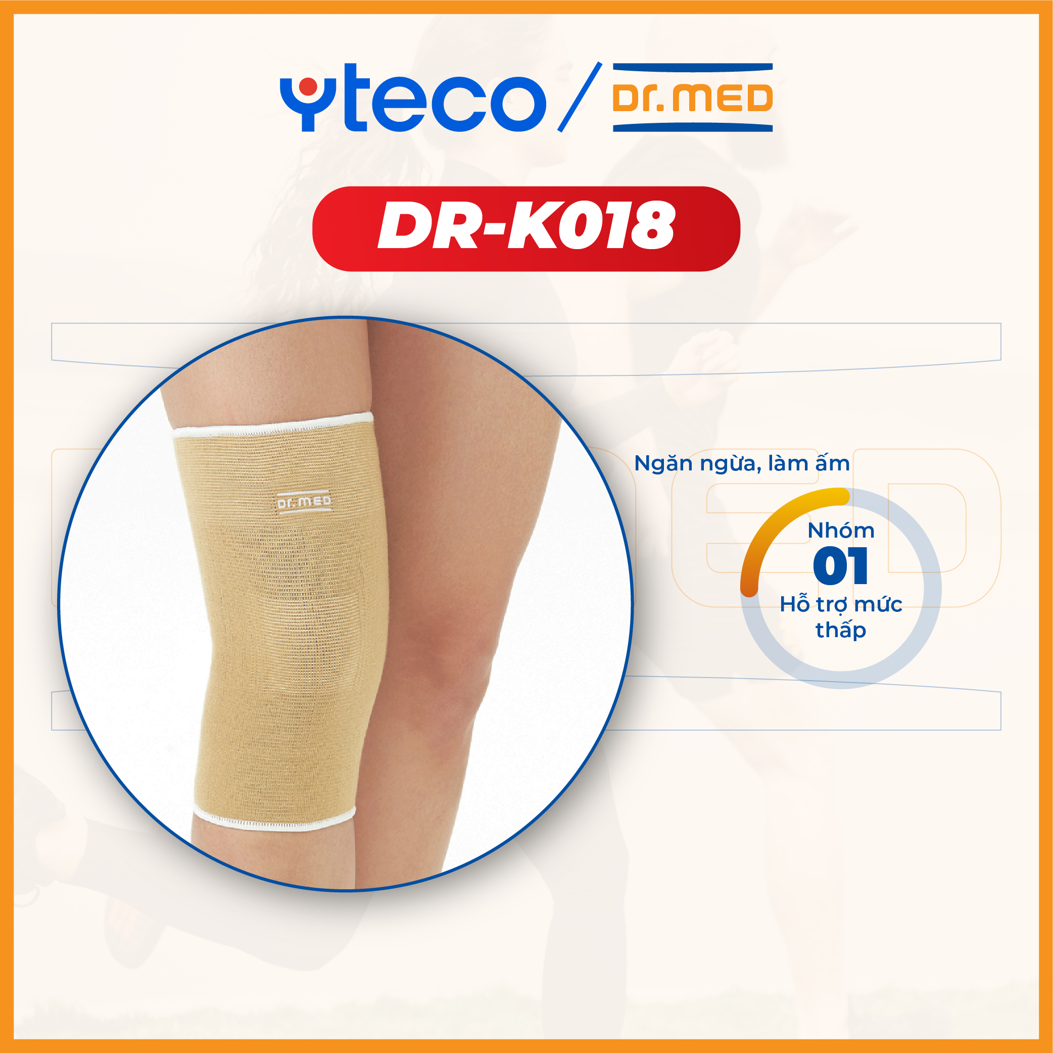 Bao đeo bảo vệ đầu gối đàn hồi nhẹ dr.med dr-k018