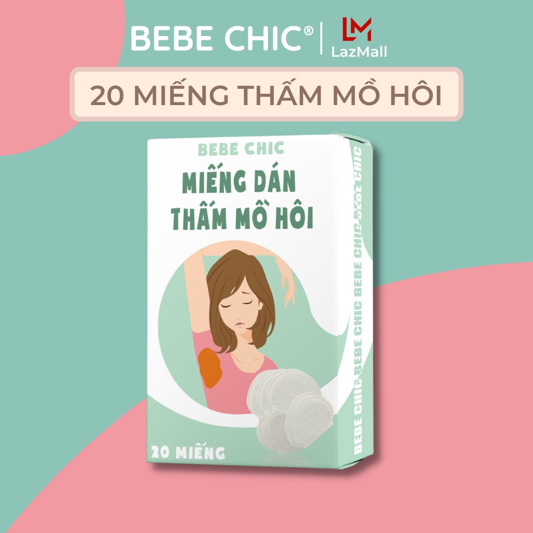 Hộp 20 Miếng dán thấm mồ hôi BEBECHIC - Khử mùi mồ hôi nách - Khô thoáng ngăn mồ hôi nách ướt áo