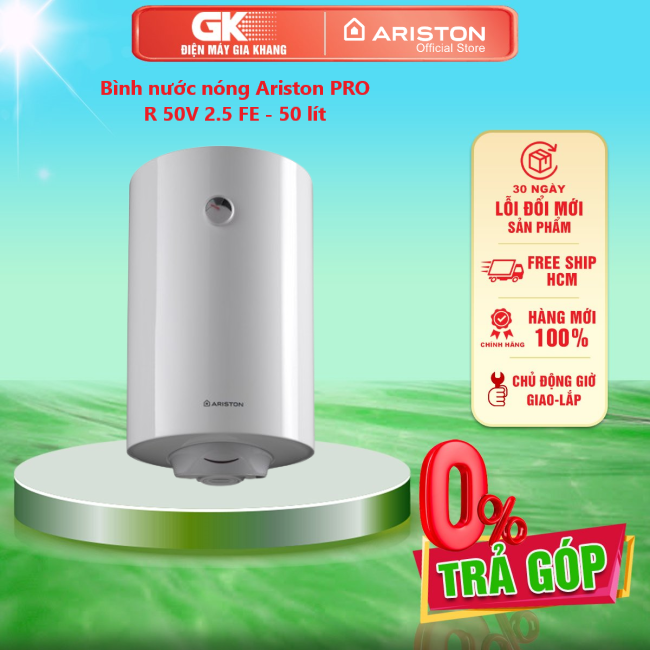 Pro r 50 v 2.5 fe bình nước nóng ariston pro r 50v 2.5 fe - 50 lít - hệ thống kiểm soát an toàn tích hợp elcb bảo vệ tuyệt đối cho người dùng - giao toàn quốc - freeship hcm