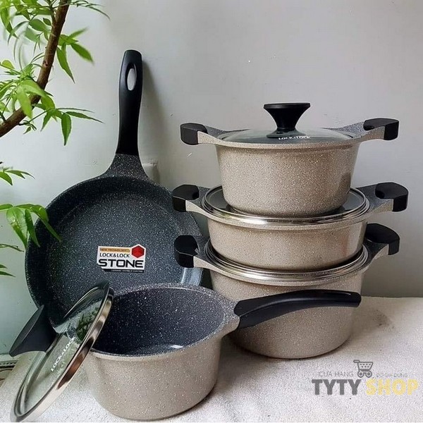 Nồi chảo vân đá Lock Lock dòng Stone chống dính cao cấp LCA6181D - IH LCA6202D - IH LCA6242D - IH LCA6244D - IH