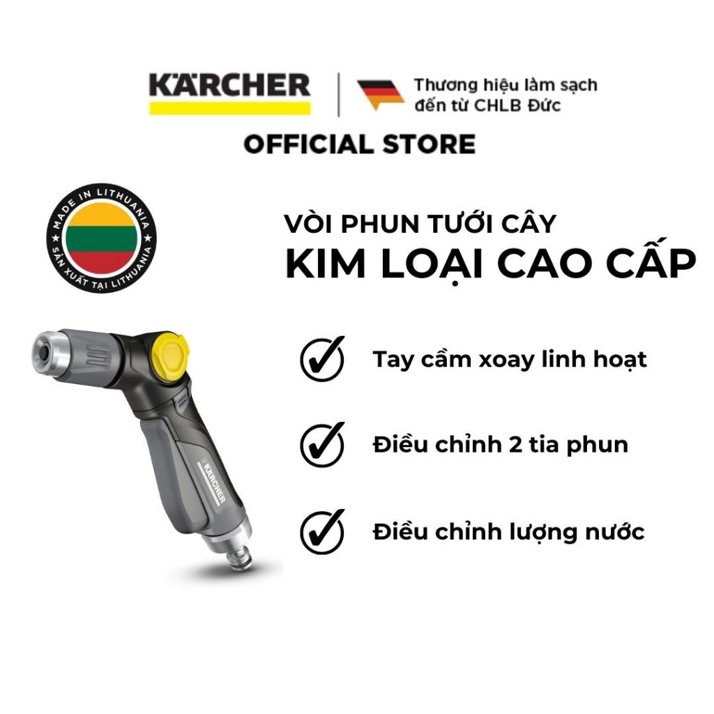 Vòi tưới cây kim loại cao cấp Karcher với 2 chế độ tưới Karcher - bảo hành 3 tháng